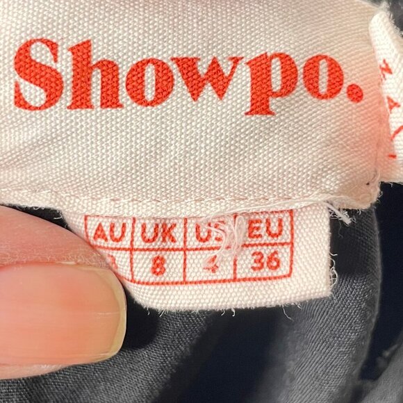 Showpo. Black Frill Lined Elastic Wrap Ruffle Short Sleeve Dress Size 4 Goth - Picture 7 of 8